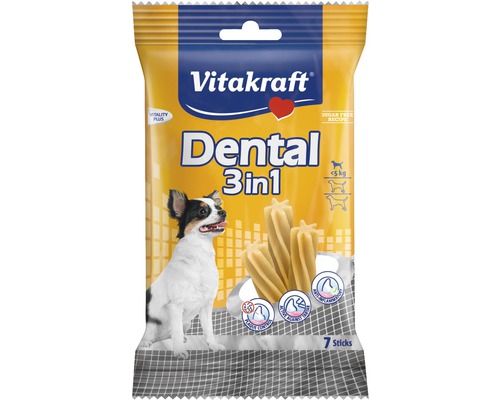 Maškrta pre psov Vitakraft dental 3in1 XS 70 g 7 ks