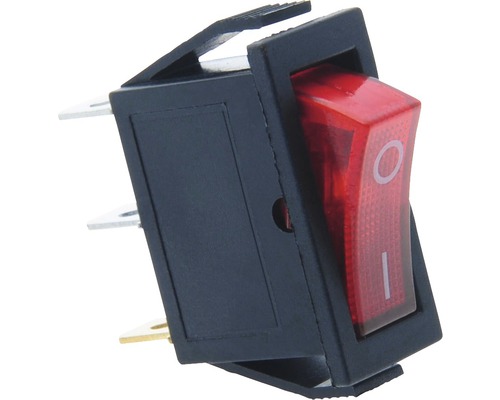 Vypínač vstavaný kolískový červený 15A-0