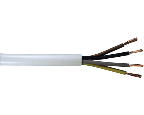 Silový kábel H03 VV-F 4x0,75 mm² biely, metrážový sortiment