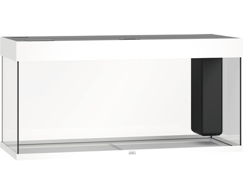 Biele sklenené akvárium s integrovaným vnútorným filtrom