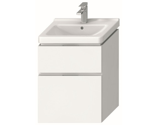 Kúpeľňová skrinka pod umývadlo Jika Cubito-N 68,3x54x39,9 cm biela H40J4224025001 Skrinka pod umývadlo s dvomi zásuvkami a umývadlom s batériou
