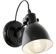 Čierna nástenná lampa s tienidlom a flexibilným držiakom
