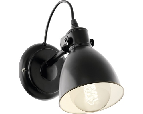 Čierna nástenná lampa s tienidlom a flexibilným držiakom