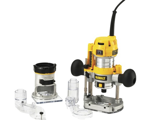 Logo DeWalt. Kompaktná horná frézka s príslušenstvom.