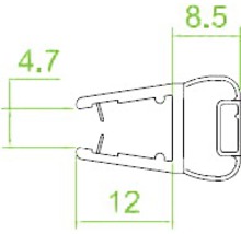 Technický výkres montážnej spony s rozmermi 4,7, 8,5 a 12.