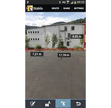 Zobrazenie obrazovky aplikácie Stabila s rozmermi budovy