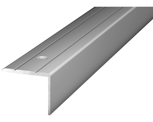 ALU ukončovacia lišta strieborná 24,5x20mm/1 m (predvŕtaná) Schodiskový hranový profil z kovu s otvorom pre skrutku