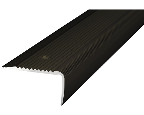 ALU ukončovacia lišta NOVA bronz 45x23mm/1 m Schodový profil z kovu s rebrovanou štruktúrou