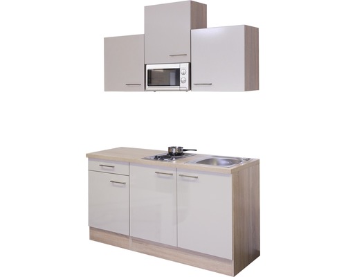 Kuchynská linka so závesnými skrinkami, drezom, varnou doskou a mikrovlnnou rúrou