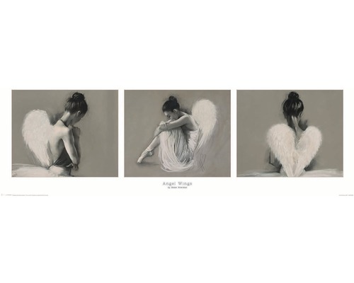 Obraz s tromi zobrazeniami ženy s anjelskými krídlami