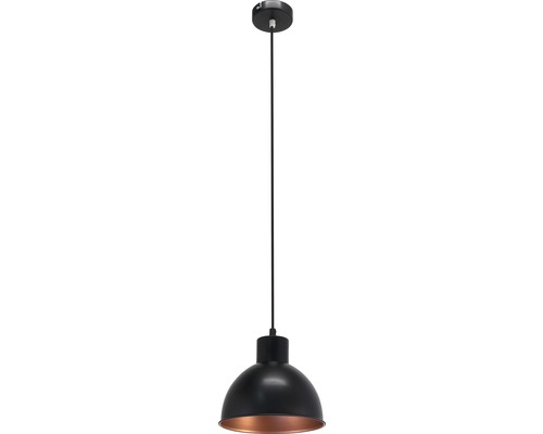 Čierna závesná lampa s kovovým tienidlom