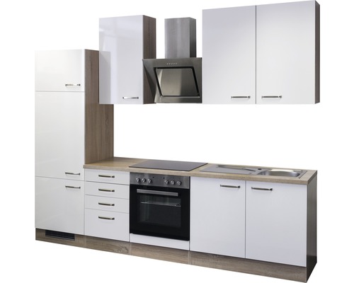 Kompletná kuchynská linka so skrinkami, drezom, sporákom a digestorom