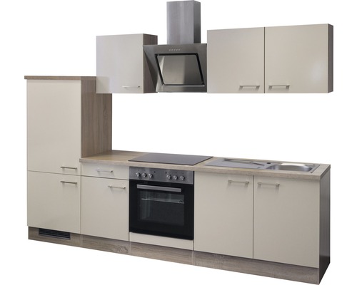 Kuchynská linka so závesnými skrinkami, digestorom, drezom a elektrickými spotrebičmi