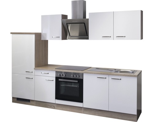 Kuchynská linka s drezom, sporákom, rúrou a digestorom