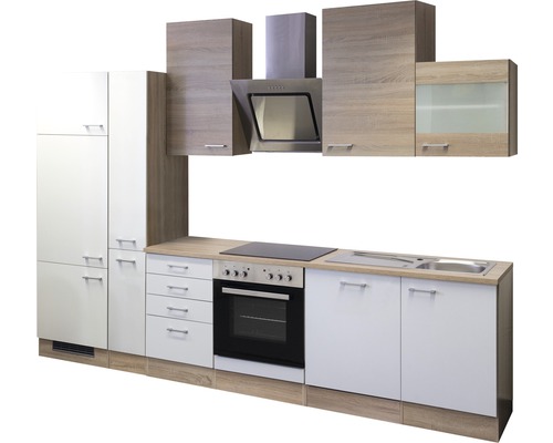 Vstavaná kuchyňa s elektrickými spotrebičmi, pracovnou doskou, drezom a odsávačom pár