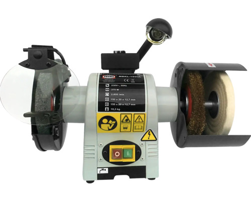 Dvojkotúčová brúska s ochranným štítom a pracovným svetlom