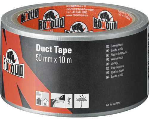 Opravná lepiaca páska ROXOLID strieborná 50 mm x 10 m Textilná páska Roxolid, 50 milimetrov krát 10 metrov