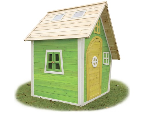 Detský drevený hrací domček s oknami a dverami