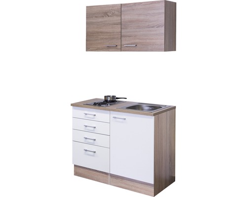 Kompaktná kuchynská linka s drezom, varnou doskou a závesnou skrinkou