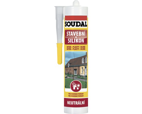 Silikón stavebný SOUDAL 300 ml transparentný Soudal stavebná silikónová kartuša s nadstavcom