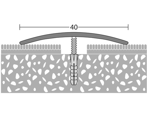 Profilová lišta, skrutka a hmoždinka v reze s rozmerom 40