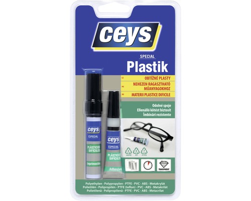Lepidlo Ceys Special Plastik na tvrdé plasty 3 g + 4 ml Ceys špeciálne lepidlo na plasty