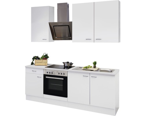 Vstavaná kuchyňa s drezom, varnou doskou, rúrou, digestorom a skrinkami