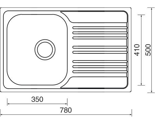 Nákres drezu s rozmermi