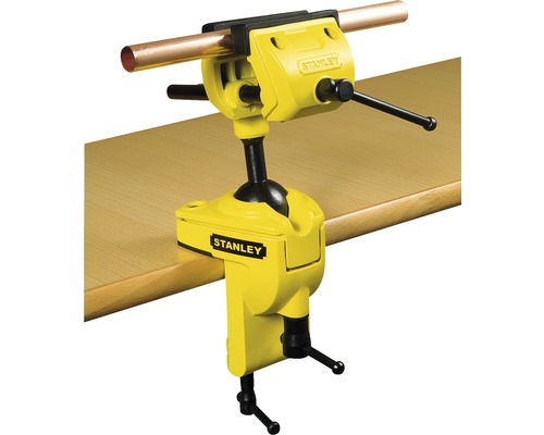 Zverák Stanley s rúrkovou svorkou na hrane stola