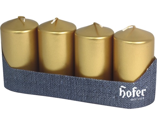Adventné sviečky Hofer zlaté Ø4x8 cm 4 ks