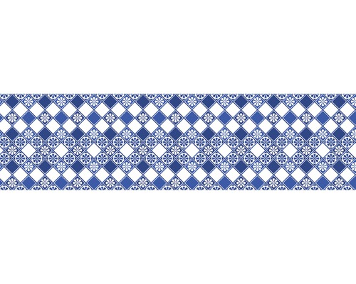 Samolepiace PVC tapeta do kuchyne mySPOTTI splash Malia 60x220 cm Dekoratívne dlaždicové pozadie s kosoštvorcovým vzorom a kvetinovými prvkami