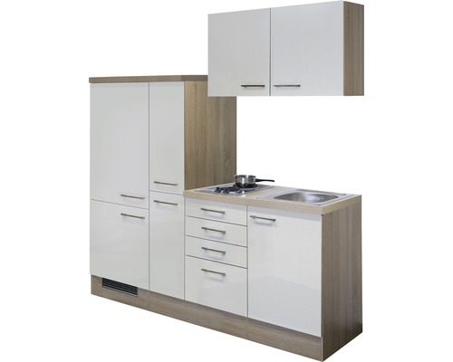 Kompaktná kuchynská linka s drezom, varnou doskou, skrinkami a zásuvkami