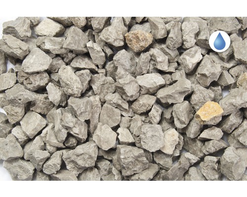 Sivé okrasné štrkové kamene so symbolom priepustnosti vody