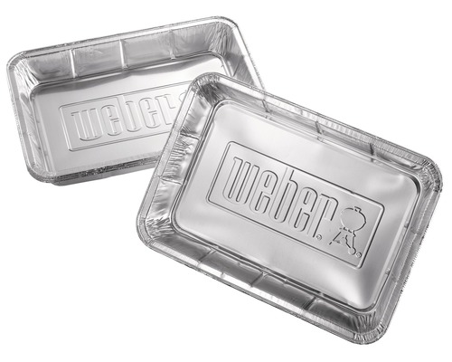 Dve obdĺžnikové hliníkové grilovacie misky Weber