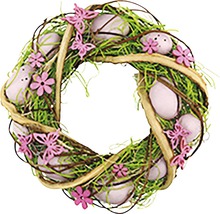 Veľkonočný veniec s vajíčkami, kvetmi a motýľmi