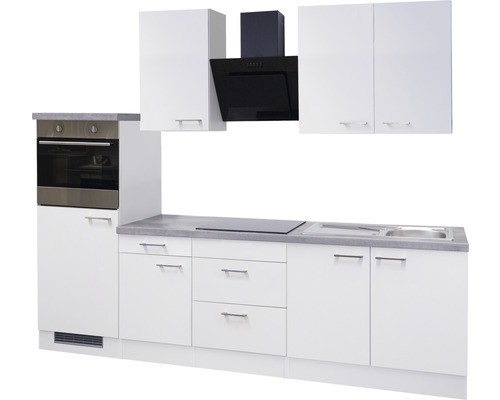 Kompletná kuchynská linka s hornými skrinkami, digestorom, drezom a rúrou