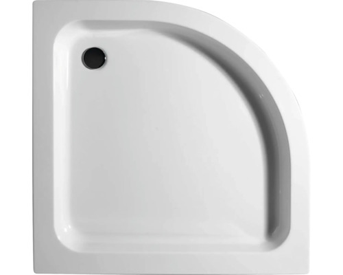 Biela sprchová vanička so štvrťkruhovým tvarom