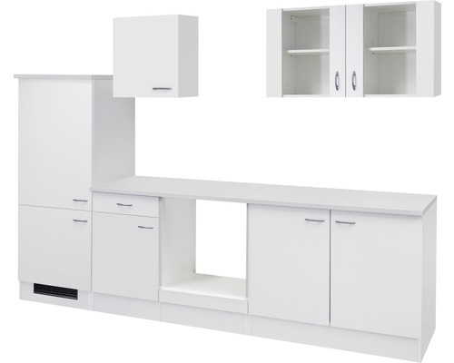 Kuchynský blok Flex Well Wito 270 cm farba čela matne biela farba korpusu biela Kuchynská linka s hornými a dolnými skrinkami