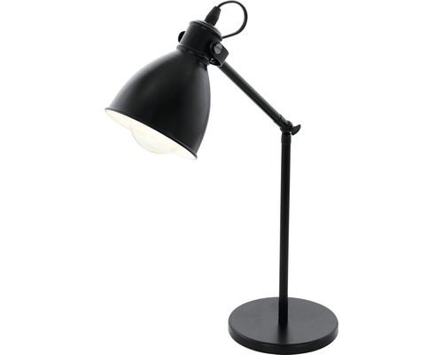Čierna stolná lampa s nastaviteľným ramenom