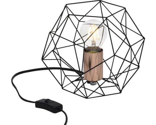 Dekoratívna stolná lampa s geometrickým drôteným rámom a vypínačom