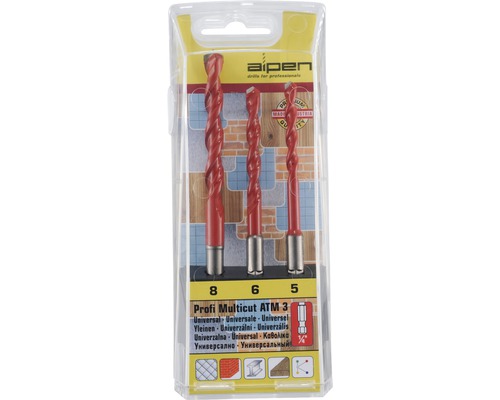 Sada vrtákov AIPEN Profi Multicut ATM 3 s priemermi 5 mm, 6 mm a 8 mm v balení
