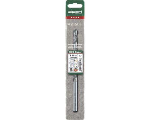Špirálový vrták Alpen HSS Super, priemer osem milimetrov
