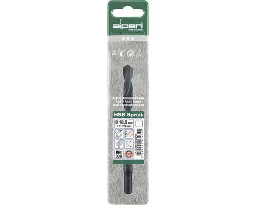 Alpen HSS Sprint špirálový vrták, priemer 10,5 mm