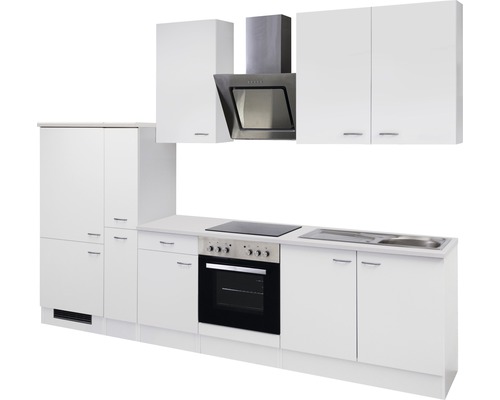 Kompletná kuchynská linka s hornými a dolnými skrinkami, drezom, sporákom a digestorom