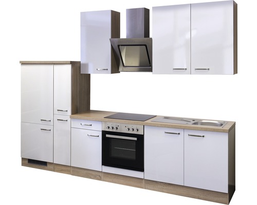 Kompletná kuchynská linka so závesnými skrinkami, digestorom, drezom a elektrickými spotrebičmi