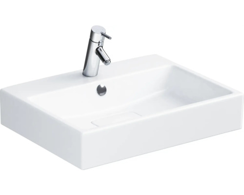 Obdĺžnikové keramické umývadlo s batériou