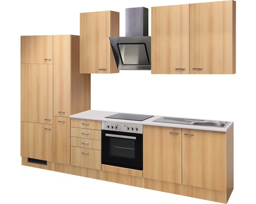 Kuchynská linka so závesnými skrinkami, digestorom, drezom a elektrospotrebičmi