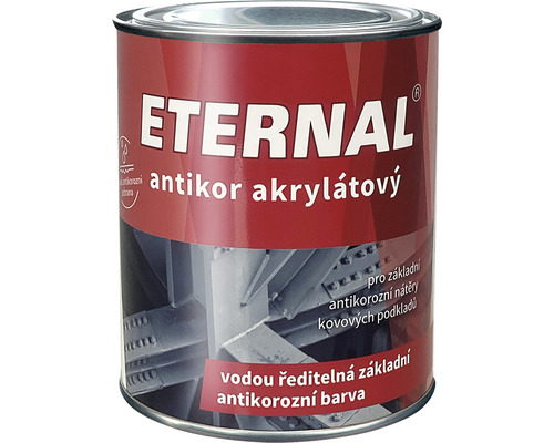 Farba na kov Eternal antikorózna svetlosivá 0,7 kg Plechovka akrylátovej farby Eternal Antikor na základné nátery na kovové podklady