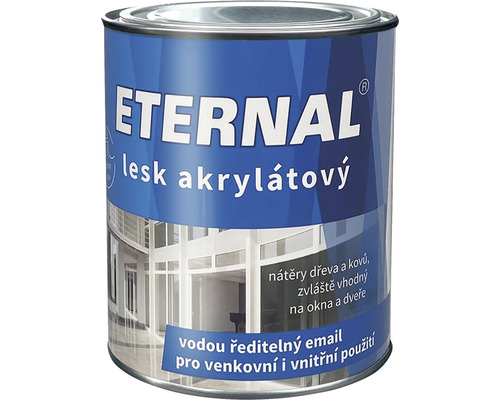 Univerzálna farba Eternal lesk akrylátový biely 0,7 kg Eternálny plechovka akrylátového laku na drevo a kov, vhodná na okná a dvere