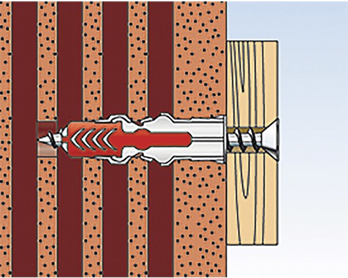 Ilustrácia upevnenia hmoždinky v stene